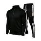Men Black Red Stripe Slim Fit Sports Suit